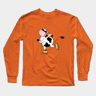 Funny cow on rollers Long Sleeve T-Shirt